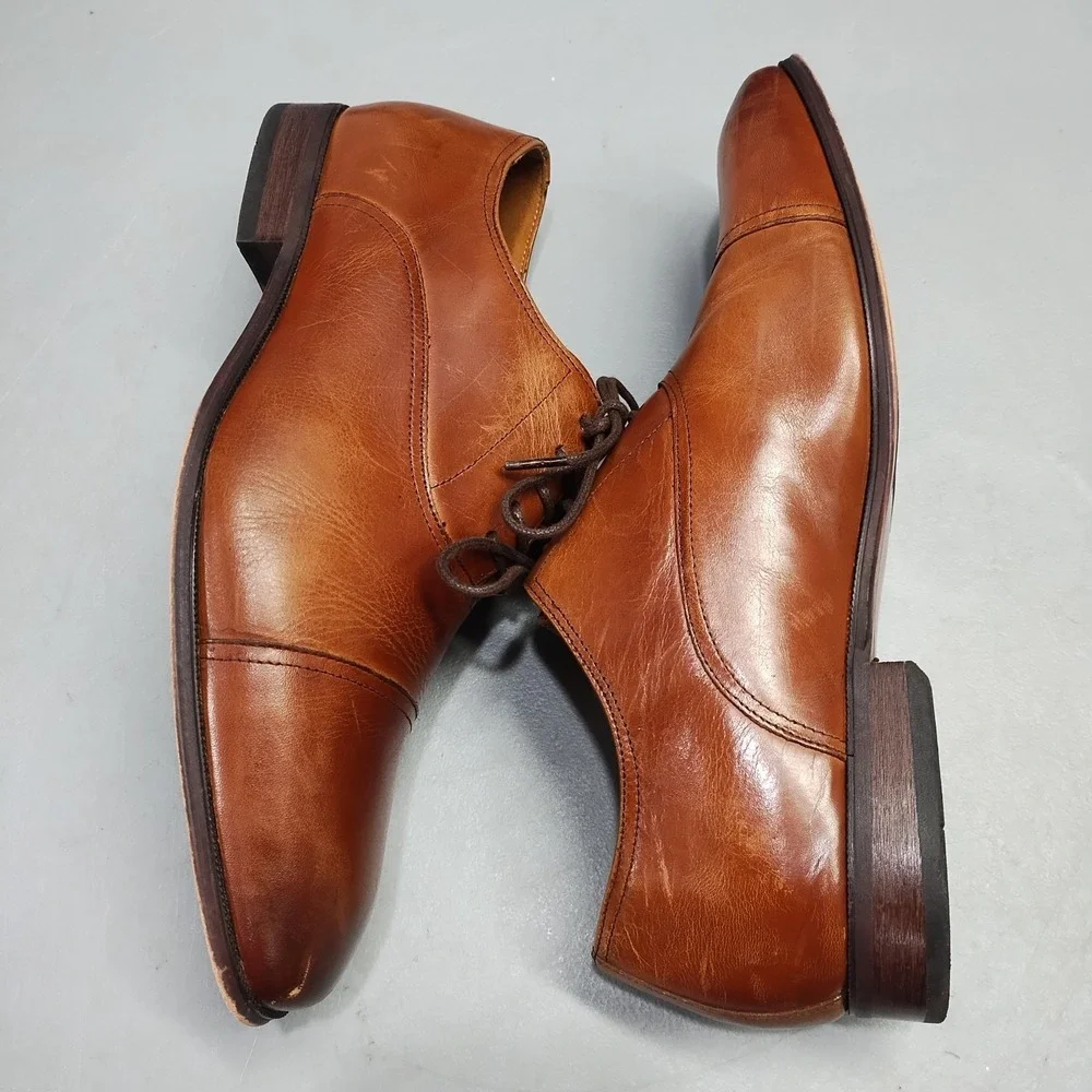 Florsheim Oxford Shoes Mens US 9.5EEE Brown Leather Cap Toe Memory Foam Lace Up